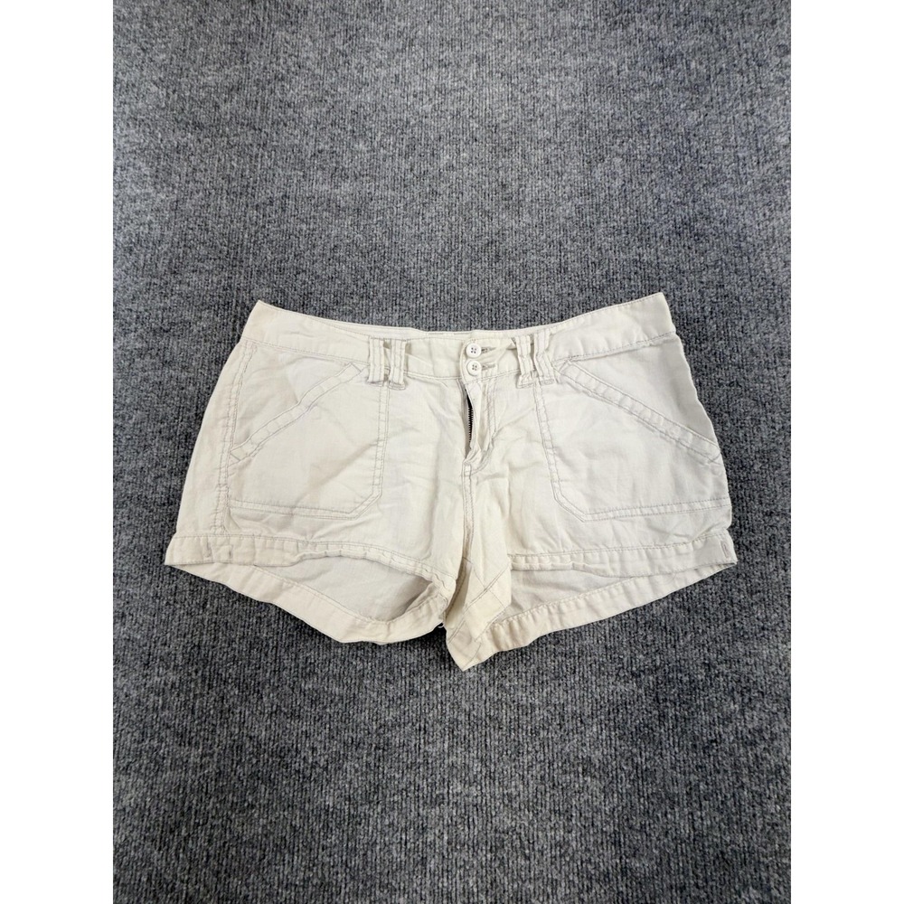 Aeropostale Y2k Shorts Juniors 7/8 White Linen Cargo‎ Flat Front Pockets Casual